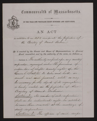 Additional Act of Incorporation, Election of Trustees, 1869 (page 001)